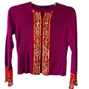 Boden Plum red sequins cardigan size 8
